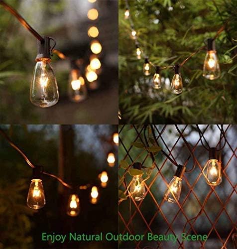 GOOTHY 20Ft Outdoor String Lights with 22 Edison Bulbs(2 Spare), 7W E17 Intremediate Base ST40 Vintage Outdoor Patio Lights Waterproof UL Listed for Bistro Garden Backyard Party Wedding Decor-Black