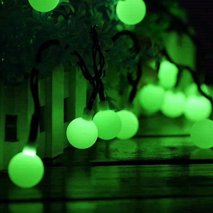 Globe Ball Fairy Lights, 50 LEDs 23ft/7M Solar Led Globe String Lights Waterproof with Two Lighting Modes for Garden Outdoor Party Christmas Decoration (Green)
