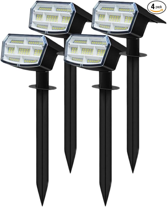 Outdoor Light Solar-Powered 3 Levels of Brightness，Waterproof IP65 can be Installed on Walls, Beside walkways, on lawns and Near Green Plants- 4 Pack (Warm)