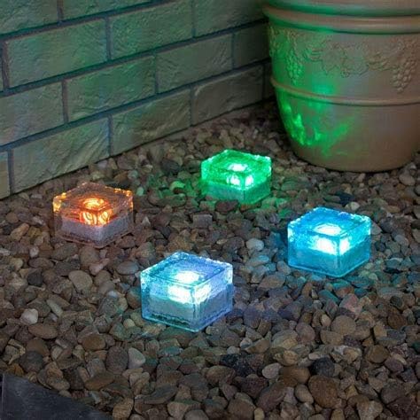 Solar Glass Brick Light - Crystal Brick Stone - Garden Solar Ice Cube Charming Glass Brick Lights Colour Change LED Garden Courtyard Pathway Patio Pool Outdoor Decoration Christmas(RGB 4PCS)