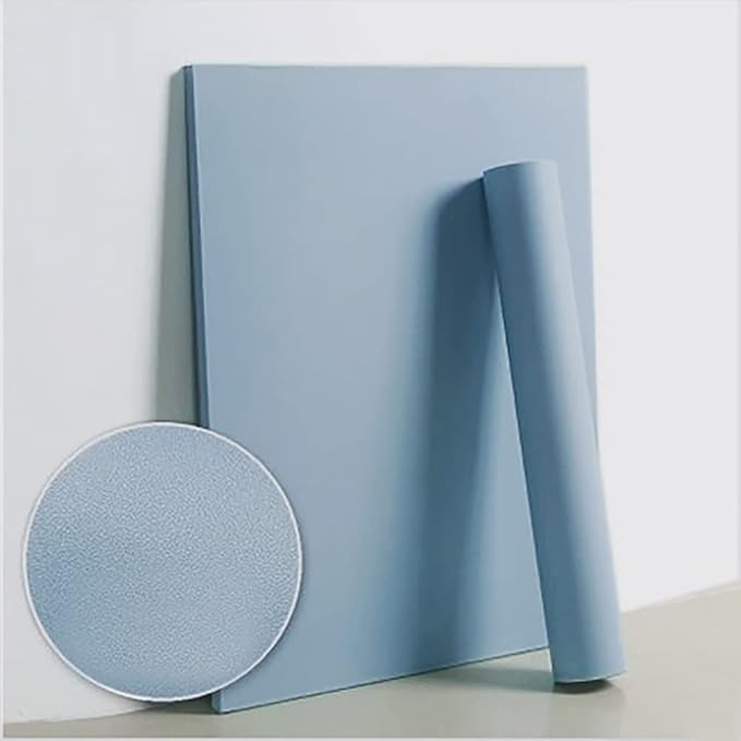 Dimoon 118''x17.7'' Blue Peel and Stick Wallpaper Contact Paper Modern Self Adhesive Wall Paper Removable Renter Friendly Textured Solid Color Shelf Cabinet Vinyl Roll (118''x17.7'',Light Grey Blue)