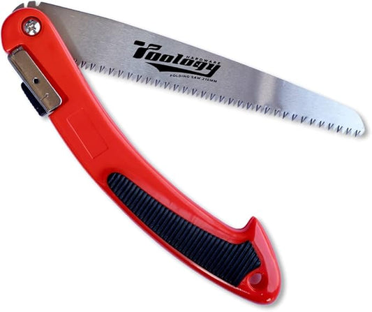 8" Folding Hand Pruning Saw for Gardening, Camping, Wood/Tree Cutting, Made with Heavy Duty SK-5 Steel (Red)