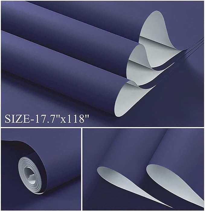 Dimoon 236''x17.7'' Blue Peel and Stick Wallpaper Contact Paper Modern Self Adhesive Wall Paper Removable Renter Friendly Textured Solid Color Shelf Cabinet Vinyl Roll (236''x17.7'',Tibetan Blue)