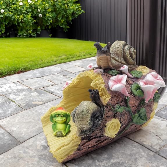 Snails Frog Garden Statue - Decorative 3"x4" Gutter Downspout Splash Block & Rain Diverter | Outdoor Decor Sculpture, Eco-Friendly Resin, Weather-Resistant, Easy Install