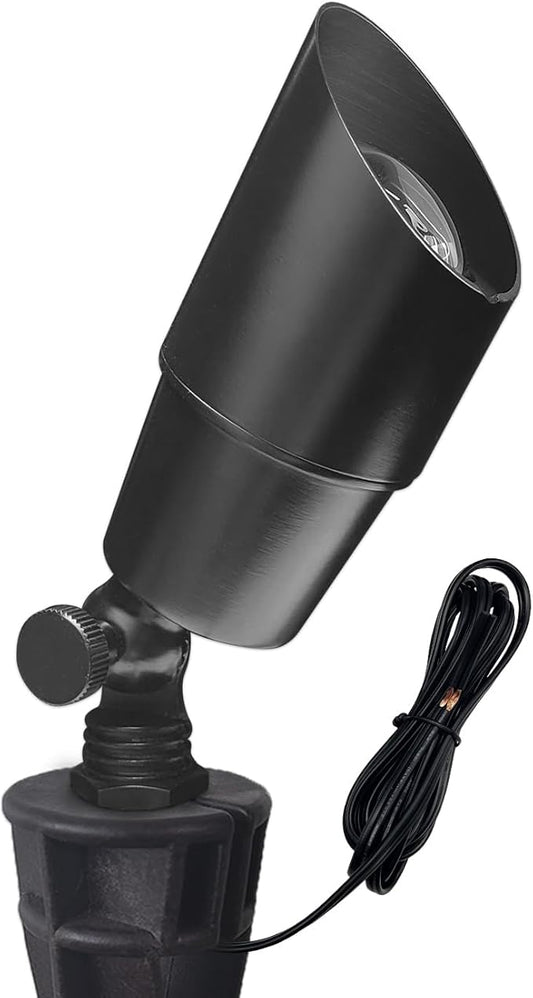 COLOER Brass Low Voltage Landscape Spotlight Fixture(Black) 1-Pack Without Bulb,12V AC/DC Outdoor Spot Lights for Yard, Directional Garden Patio Spot Up Light(101B-Black)
