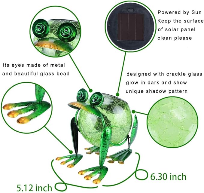 Solar Garden Lantern Waterproof LED Frog Solar Lights Outdoor Decorative Tabletop Lanterns Lamp for Yard Patio Table Decoration