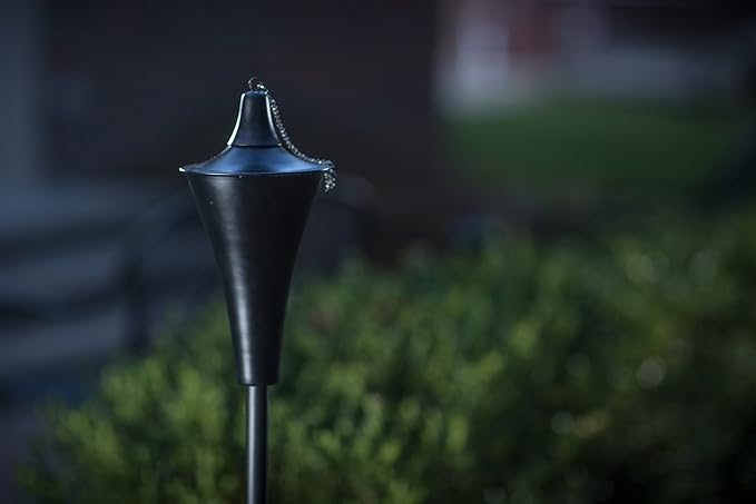 Set of 4, Oahu Premium Metal Patio Torches, 53" Tall- Tiki Style/w Snuffer, Fiberglass Wick & Large 16oz Oil Lamp for Deck, Patio, Lawn, Garden, Luau (Smooth Black)