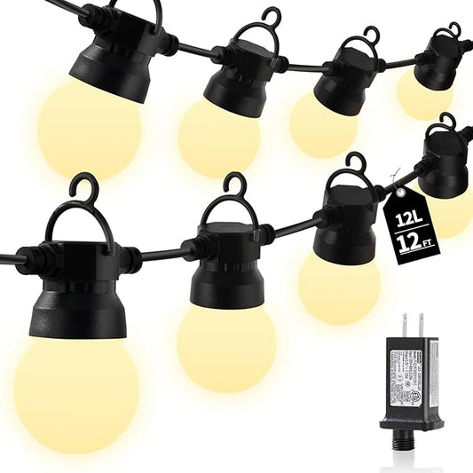 Outdoor String lamp 12 feet can be Connected G50 Anti-Fall Waterproof lampshade IP65 Waterproof Warm White Light Suitable for Garden terraces