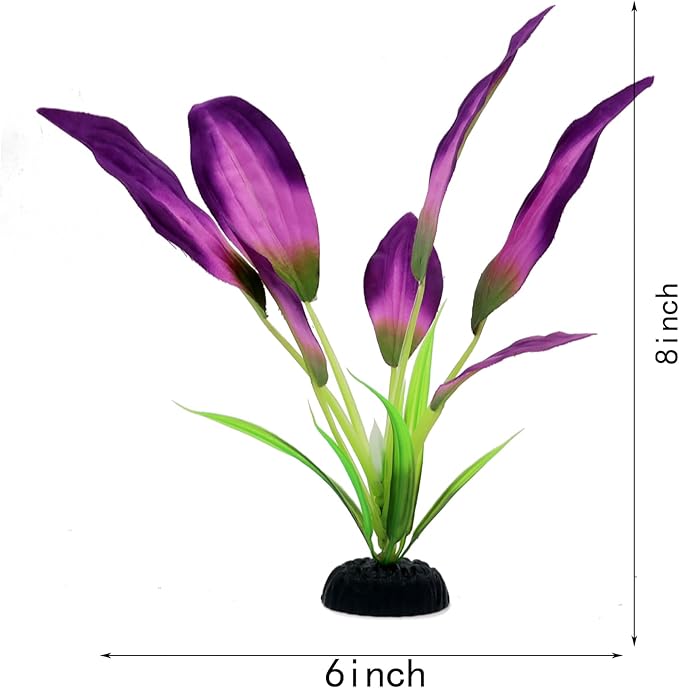 Silk Aquarium Plants for Betta Fish Tank, 2 Pcs 8 Inch Small Silk Aquarium Plant Aquatic Water Grass Decoration, Purple