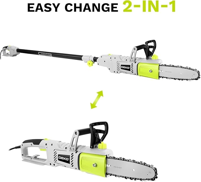 DEKOPRO 8 Amp 10" Electric Pole Saw for Tree Trimming,Corded Electric Chainsaw,Power Chain Saw for Tree Trimming Wood Cutting