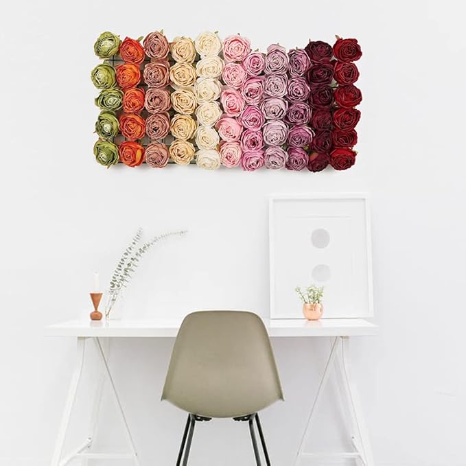 IPOPU Artificial Flowers Rose Heads 25PCS Artificial Rose Flower for Decorations Dried Flower Rose Heads Bulk for Wedding Flower Wall Decor Bridal Party Room Decor (Sunset Mixed)