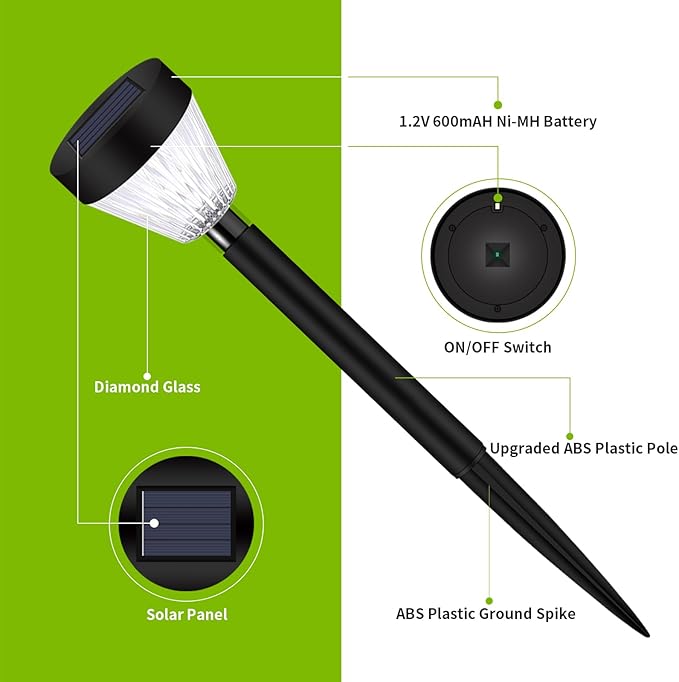 Solar Outdoor Lights, 8 Pack LED Solar Lights Outdoor Waterproof Auto On/Off for Outside, Garden Decor for Yard, Patio, Landscape, Planter, Walkway (Warm White)