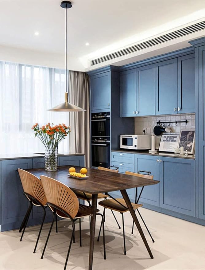 Dimoon 78.7''x17.7'' Blue Peel and Stick Wallpaper Contact Paper Modern Self Adhesive Wall Paper Removable Renter Friendly Textured Solid Color Shelf Cabinet Vinyl Roll (78.7''x17.7'',Blue Grey)