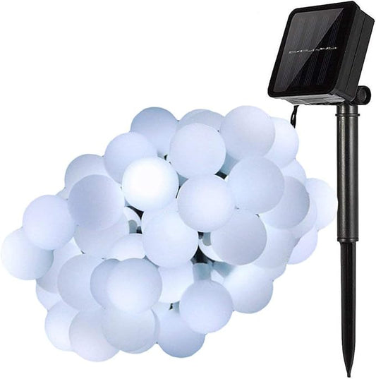 Globe Ball Fairy Lights, 50 LEDs 23ft/7M Solar Led Globe String Lights Waterproof with Two Lighting Modes for Garden Outdoor Party Christmas Decoration (Cold White)
