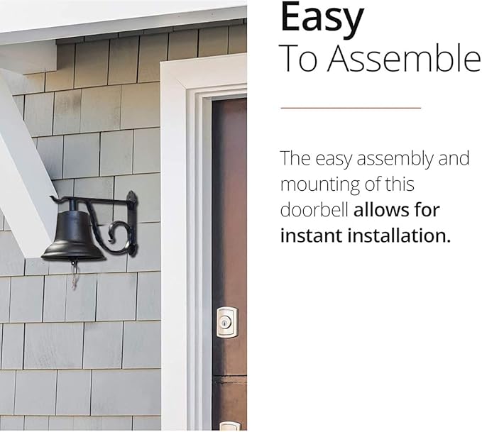 NACH Rustic Cast Iron Doorbell, Medium Door Bells for Homes, Classic Dinner Bell, Black Doorbell, 12.2 x 7.7 x 8.3 Inches, JS-90-096