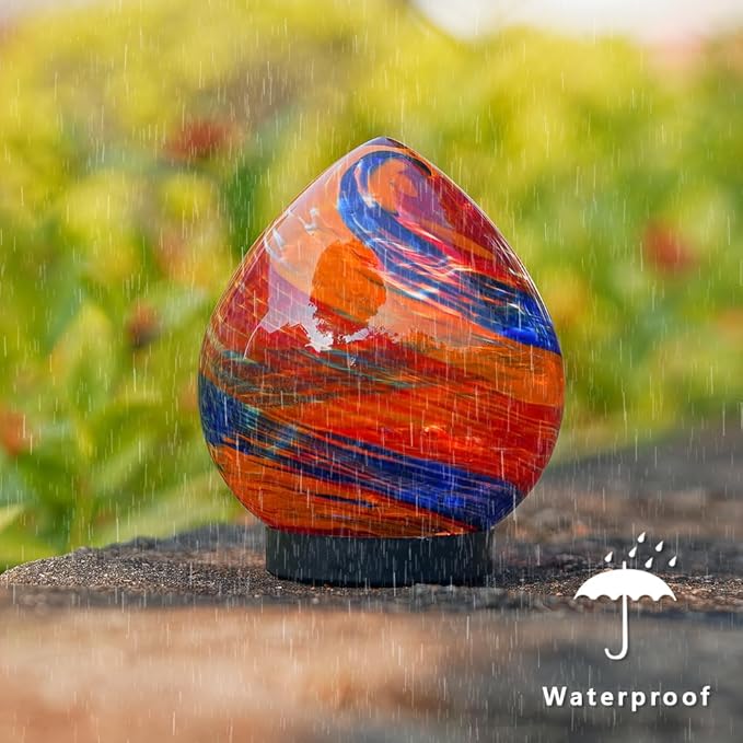 Outdoor Solar Lanterns, Colorful Glass Garden Lights, Decorative Outdoor Lantern Waterproof Solar Globe Lights for Lawn, Porch Decor-Orange