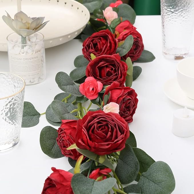 IPOPU Red Silk Roses 25pcs Flower Heads Bulk Artificial for Decoration Fake Dried Floral Bouquet for Wedding Bride Wall Flowers Decorations