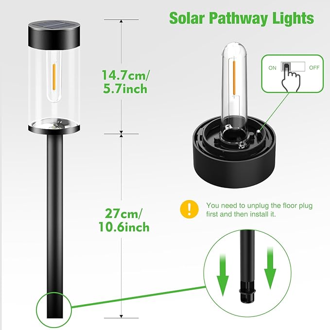 nipify LED Solar Pathway Lights Outdoor, 4 Packs Waterproof Solar Powered Walkway Light, Auto On/Off Solar Yard Lighting for Garden Lawn Path Outside Sidewalk(Warm White)
