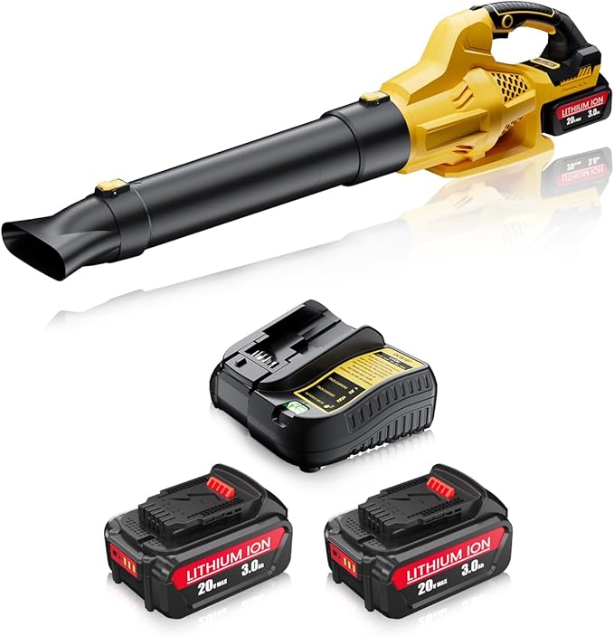 Leaf Blower Cordless Compatible with Dewalt 20V Max Battery, Electric Cordless Leaf Blower with 2× 3.0Ah Batteries and Charger,6 Speed Levels & 500CFM,Blowers for Blowing Leaves, Lawn Care and Dust