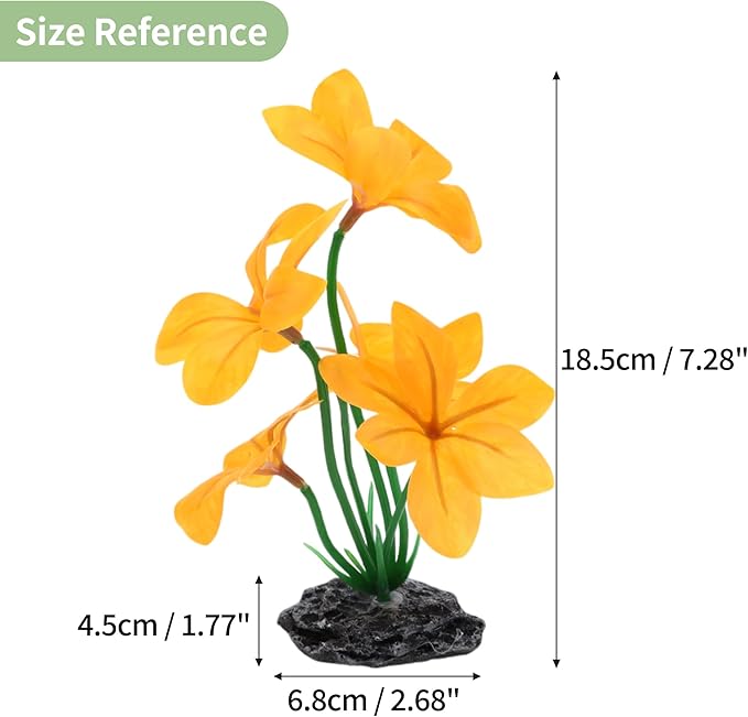 Aquarium Plastic Plants, Reptile Plant Decoration, Aquatic Plant Resin Decor, Betta Fish Tank Realistic Plants for Aquarium, 7.28" Height, Yellow