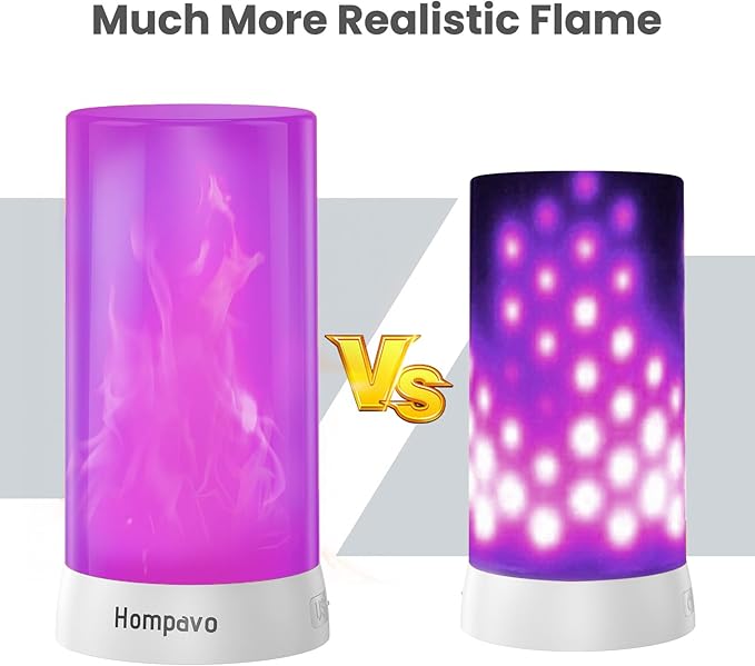 Hompavo 【Upgraded】 LED Flame Lights with Remote & Timer, Waterproof 4-Mode Rechargeable Battery Operated Flameless Candles, Pillar Flickering Lanterns for Room Patio Wedding Halloween Home Decor