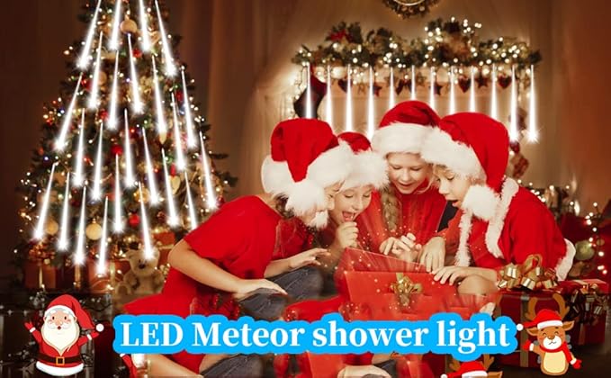 Meteor Shower Lights - 20 Inch 10 Tube 540 LED High Brightness Falling Rain Icicle Cascading Lights for Xmas Tree Roof Eaves Patio Decor
