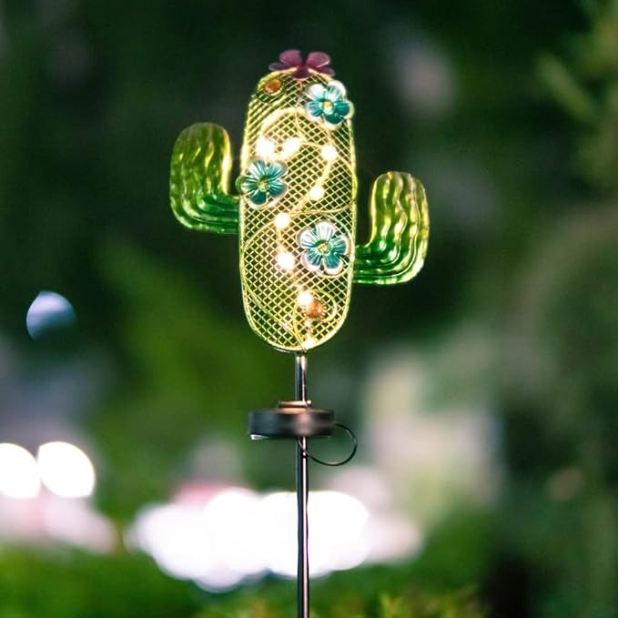 dreamysoul Solar Garden Lights, Outdoor Solar Cactus Lights Stake Waterproof for Garden Patio Yard Pathway Decoration