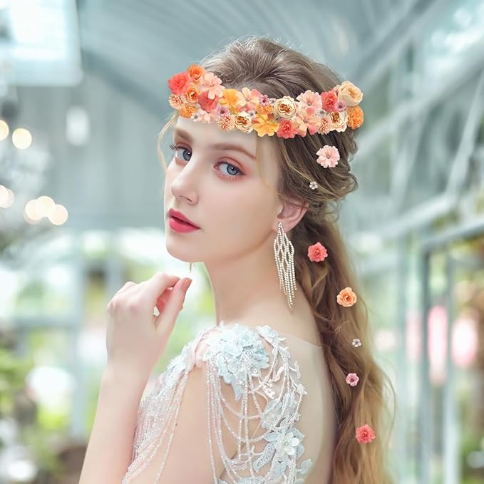 Small Artificial Flower Heads 2-4 cm, Fall Silk Faux Orange Peony Daisy Rose, for DIY Crafts, Wedding Garland, Graduation Cap, Cake Topper & Home Decoration (125, Orange)