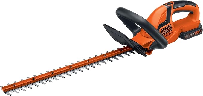 BLACK+DECKER 20V MAX Cordless Hedge Trimmer, 22 Inch Steel Blade, Reduced Vibration, Battery and Charger Included (LHT2220)