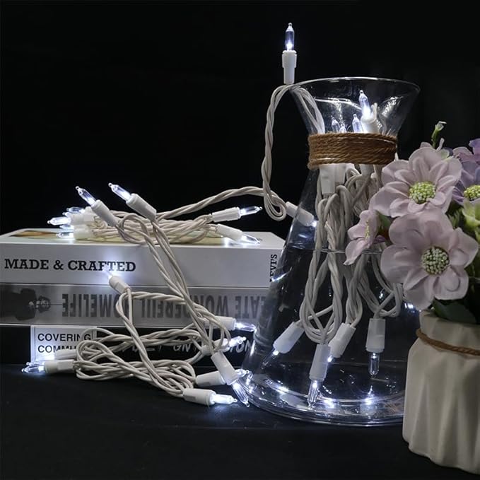 MULTI-SPARKING White Christmas LED Lights - 35 Count Cool White Christmas String Lights for Small Tree, Crafts, Holiday, Indoor/Outdoor Decorations, 11 Feet White Wire, UL Certified, Connectable