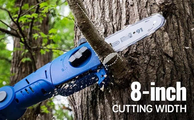 WILD BADGER POWER Cordless Pole Saw 20V 8'' Electric 2.0Ah with Telescoping Pole, 0° to 30° Adjustable Head, Battery and Charger included