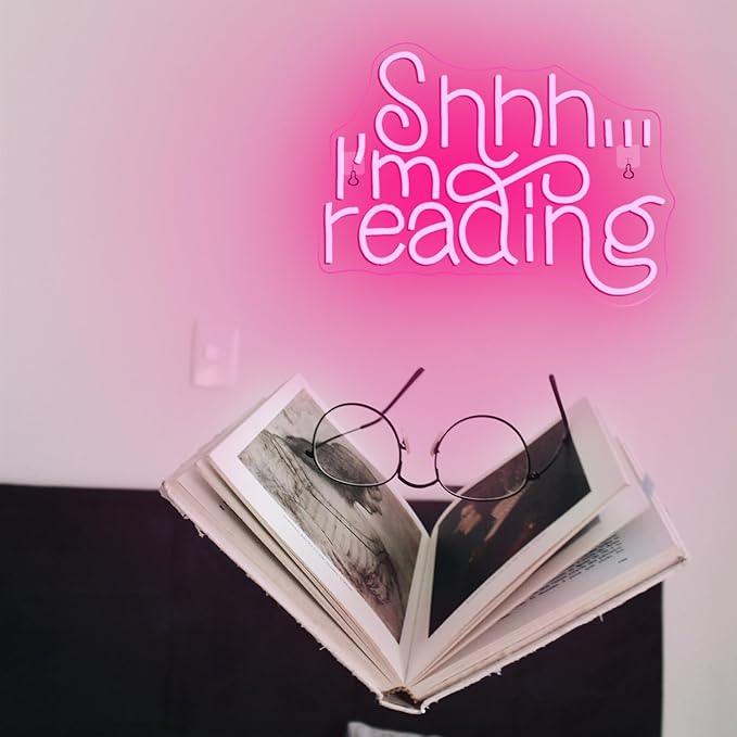WLHOPE Shhh Im Reading Neon Sign Neon Signs for Wall Decor Dimmable Read Books Neon Lights LED Sign for Book Lovers Gifts Bedroom Bookstore Reading Room Library Study Room Decoration