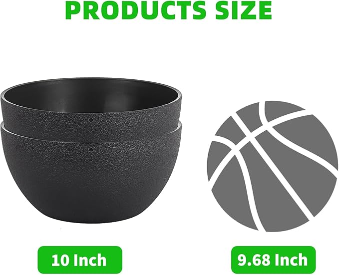 10 inch Hanging Planters for Indoor Plants, 2 Pack Planters for Outdoor Plants with Drainage Holes and Chain, Round Plastic Hanging Baskets, Hanging Flower Pots for Balcony Garden Decor-Black