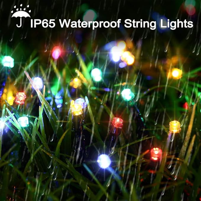 Toodour Solar Christmas Lights, 121ft 350 LED 8 Modes Solar String Lights, Waterproof Solar Outdoor Christmas Lights for Garden, Patio, Holiday, Party, Balcony, Christmas Decorations (Multicolor)