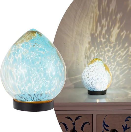 Outdoor Solar Lanterns, Glass Solar Powered Lantern Colorful Solar Garden Lights Decorative Solar Lamp for Patio, Lawn, Tabletop-Sky Blue