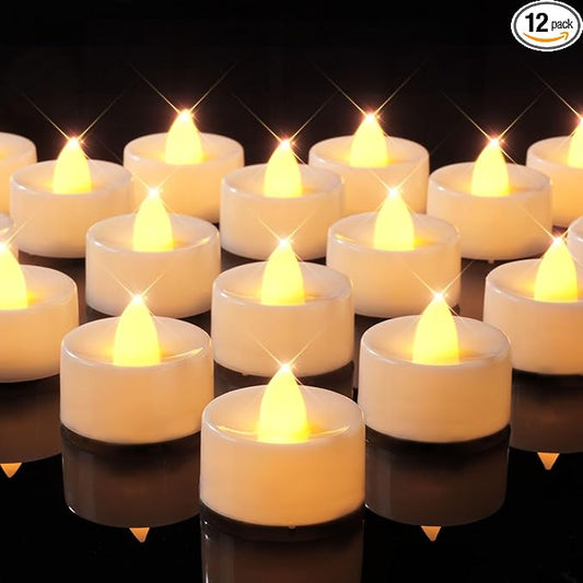 BEICHI Flameless Candles, 12Pack Battery Operated Candles, LED Tea Lights Candles Battery Operated, Flickering Fake Candles for Wedding Halloween Christmas Diwali- Warm Yellow
