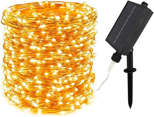 Solar String Lights Outdoor,200FT 600 LEDs Solar Fairy Lights,Waterproof Solar Light for Outside 8 Modes Button Controlled for Patio Gardens Backyard Tree Wedding Christmas,Warm White