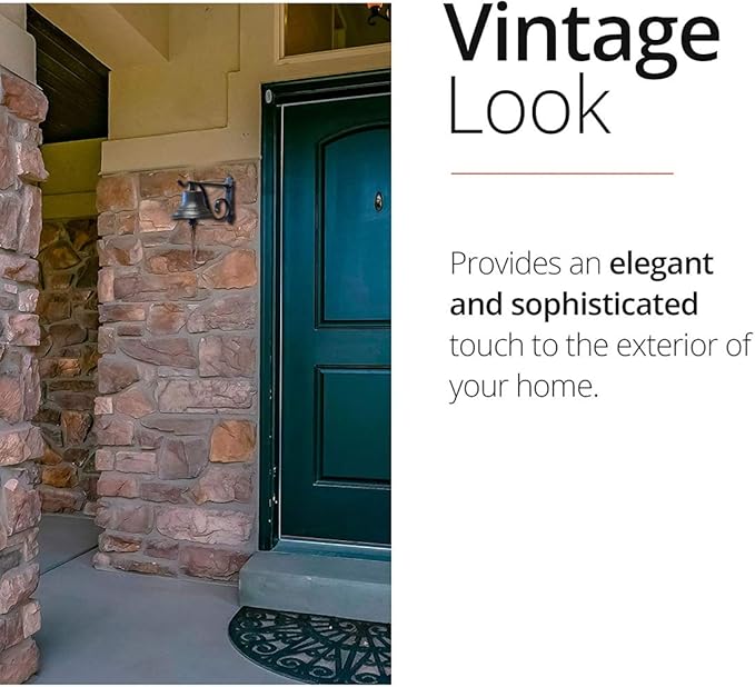 NACH Rustic Cast Iron Doorbell, Small Door Bells for Homes, Dinner Bell, Small Bell, Kitchen Door Bell, Antique Black Doorbell, 8.5x5x6.5 Inches, JS-90-091