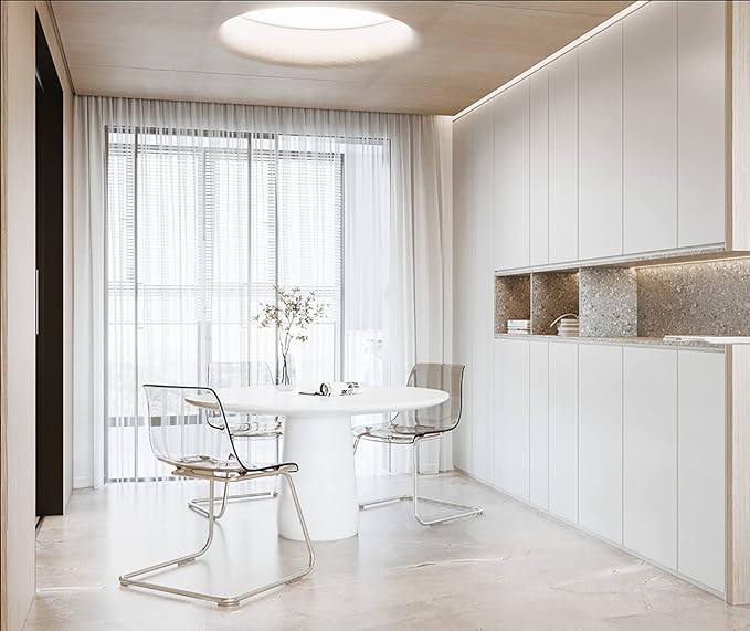 Dimoon 394''x15.7'' White Skin Peel and Stick Wallpaper Contact Paper Modern Self Adhesive Wall Paper Removable Renter Friendly Textured Solid Color Cabinet Vinyl Roll (394''x15.7'',White Skin)