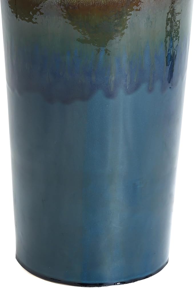 LuxenHome 30" Water Fountain Outdoor and Indoor, Glazed Blue Bubbling Sphere Ceramic Garden Outdoor Water Fountain, Elegant Modern Waterfall Garden Decor for Patio, Lawn, and Backyard