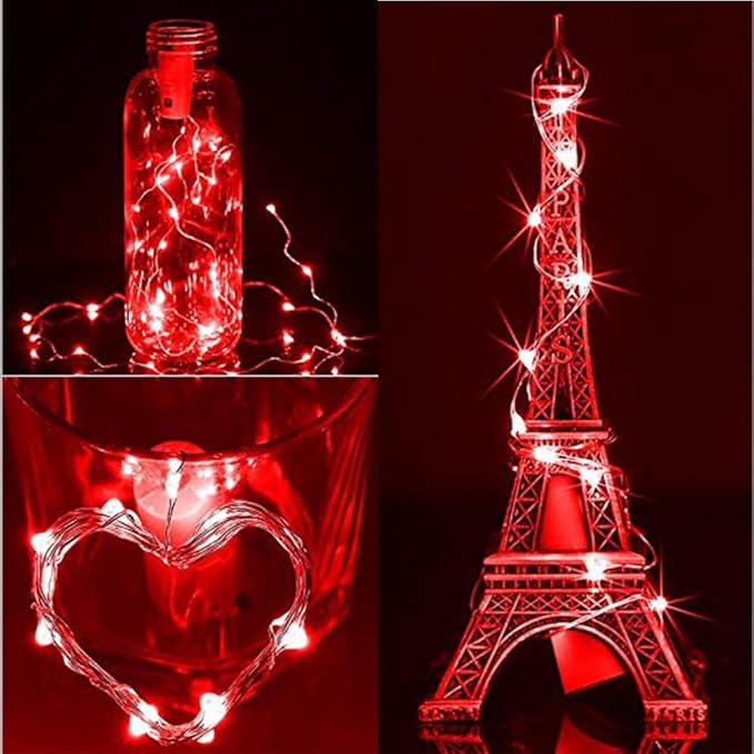 YEGUO 4 Pack Red Solar Fairy Lights Outdoor Waterproof, Each 33ft 100 LED String Light, 8 Modes Silver Wire