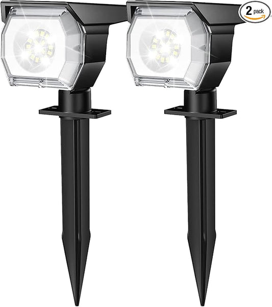 EIUIO Solar Outdoor Lights, 3 Lighting Modes Solar Spot Lights Outdoor with Auto On/Off, Waterproof Landscape Lighting for Garden Yard Pathway