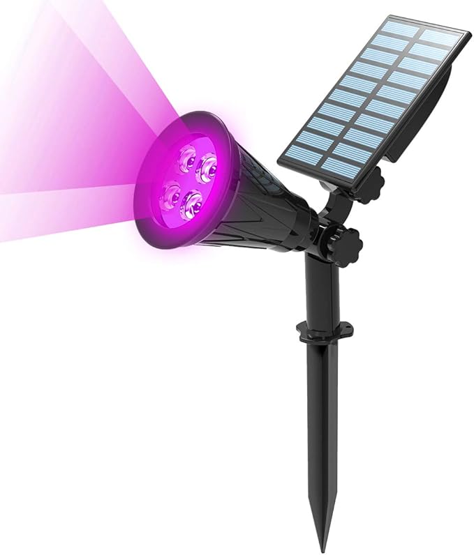 T-SUN Solar Spotlights, 4 LED Solar Waterproof Outdoor Landscape Lights, Auto-on/Auto-Off by Day, 180 Angle Adjustable for Tree, Patio, Yard, Garden, Driveway, Stairs, Pool Area(Purple-1Pack)