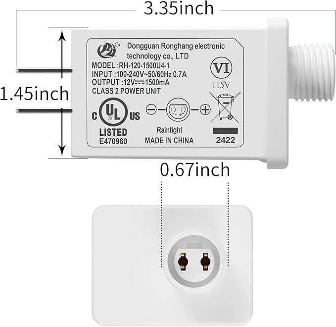 Replacement Yard Inflatable Adapter Power Supply Adaptor - 12V 1.0A 2Pcs - Inflatable Plug Replacement Class 2 Power Supply - White - for Christmas Tree Light/Thanksgiving Yard Blow Up Decorations