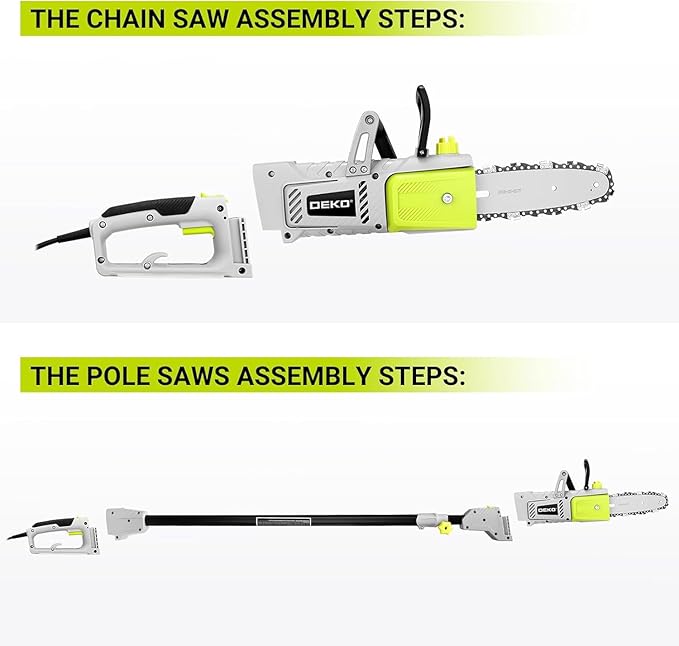 DEKOPRO 8 Amp 10" Electric Pole Saw for Tree Trimming,Corded Electric Chainsaw,Power Chain Saw for Tree Trimming Wood Cutting
