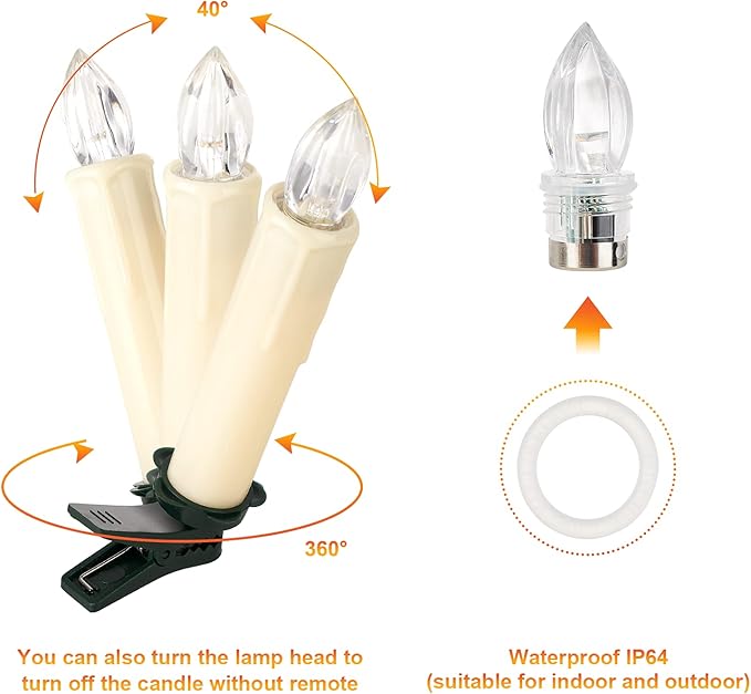 30 PCS Flameless LED Taper Candles Battery Operated Christmas Tree Candle Lights Electric Fake Candles with Remote Timer Perfect for Holiday Home Garden Wedding Parties Decor (30 PCS,Ivory)