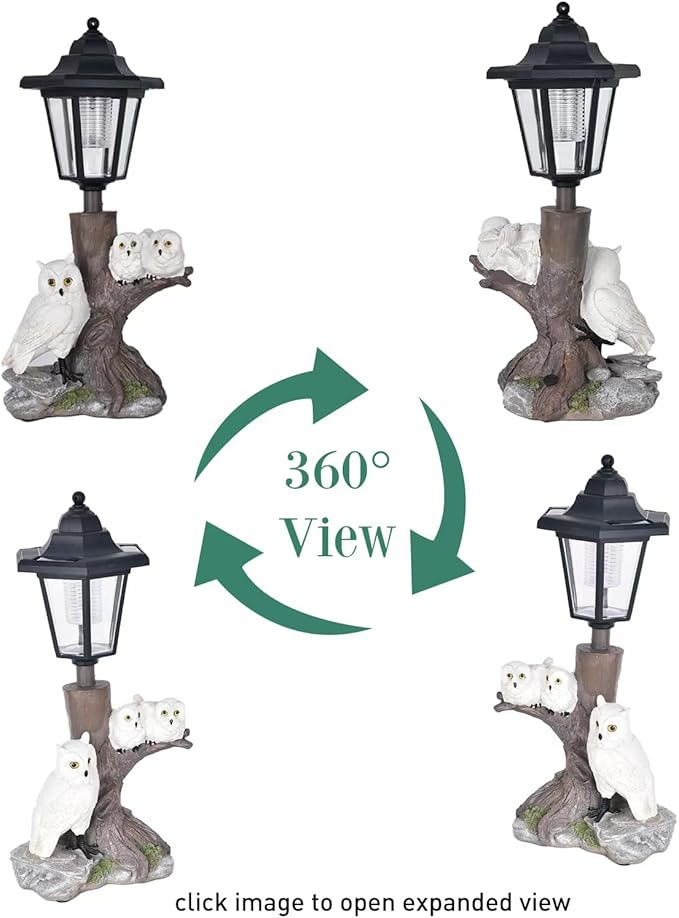 Owl Solar Lights Outdoor Garden,Solar Owls for Outdoors,Solar Powered Owl Garden Statues Decor,Unique Gifts Lights for Patio,Yard,Balcony