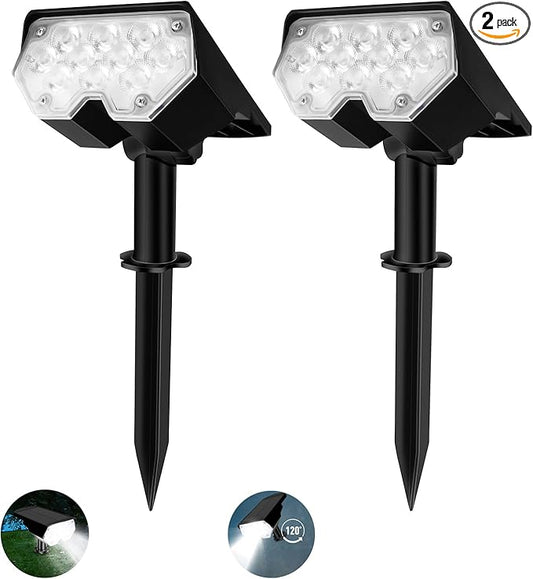 All-New Solar Spot Lights Outdoor Waterproof，20 LEDs Solar Flag Light with 2 Modes,Landscape Spotlights for Pathway, Patio, Garden, Trees,Flag,Pool (2 Pack,White Light)