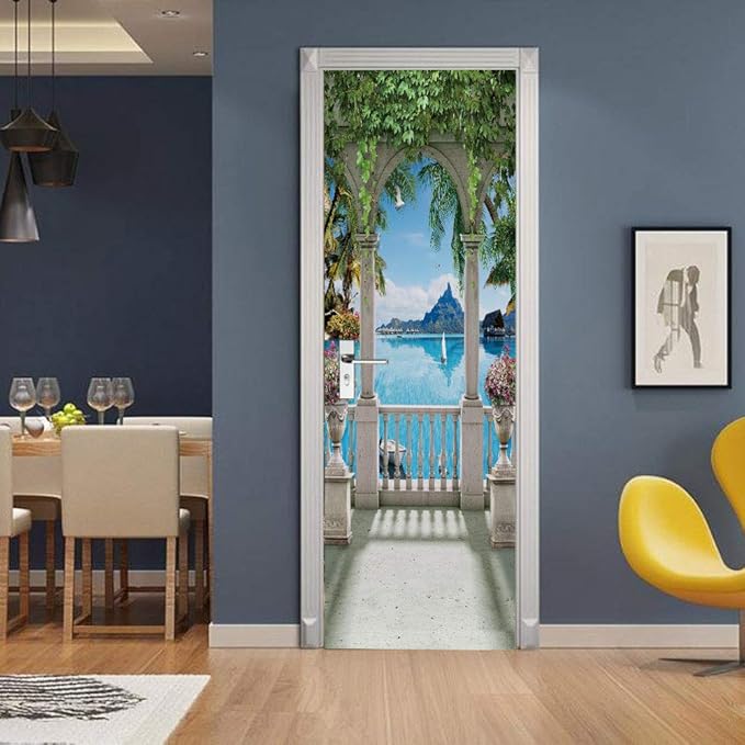 3D Door Stickers Murals - Landscape - Door Wallpaper Self-Adhesive - Removable PVC Waterproof - Matt Finish - 35.4" x 78.7"