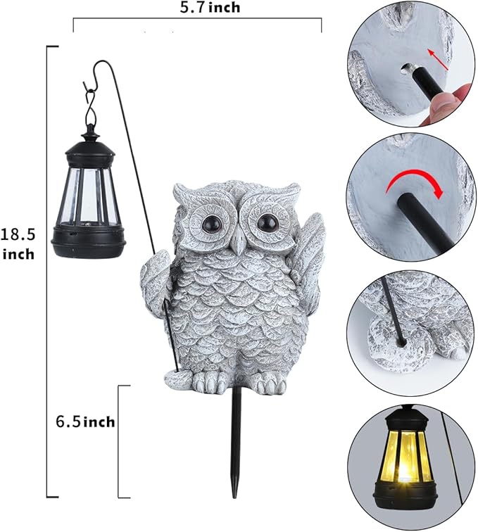 Owl Garden Decor,Owl Solar Lights Outdoor Garden,Solar owl Garden Decor,Outdoor Solar Lights for Yard Decorations,Solar Decorations for Outside,-Unique Housewarming Gifts